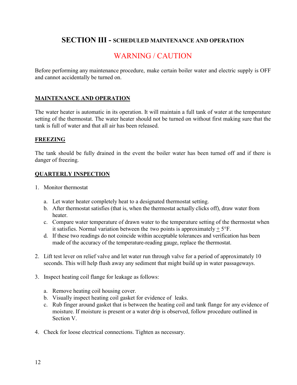 Warning / caution | Hubbell Electric Heater Company T User Manual | Page 12 / 26