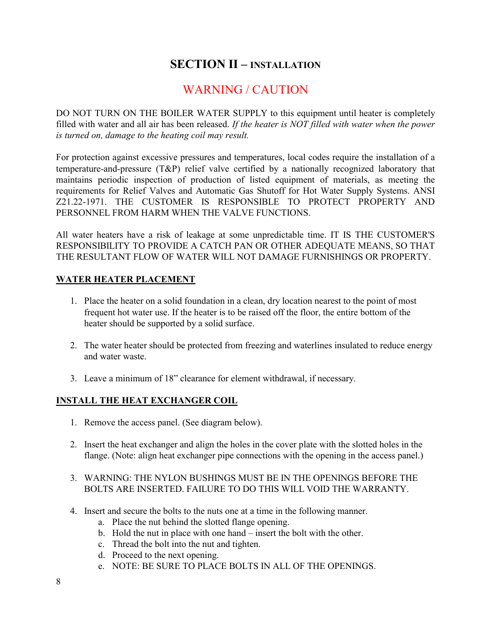 Warning / caution | Hubbell Electric Heater Company T User Manual | Page 8 / 26