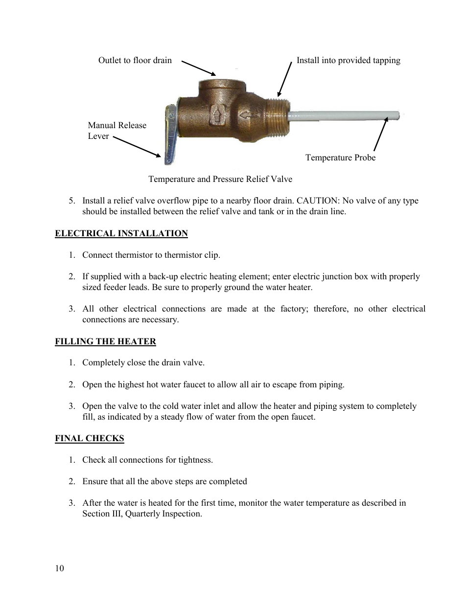 Final checks | Hubbell Electric Heater Company SLN User Manual | Page 10 / 22