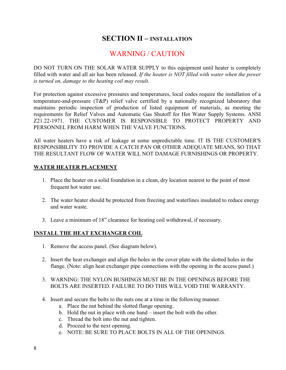 Warning / caution | Hubbell Electric Heater Company SLN User Manual | Page 8 / 22