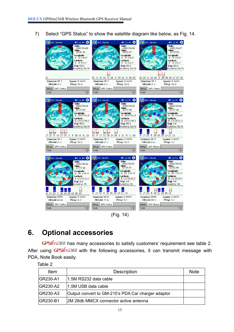 Optional accessories | Holux 236B User Manual | Page 16 / 19