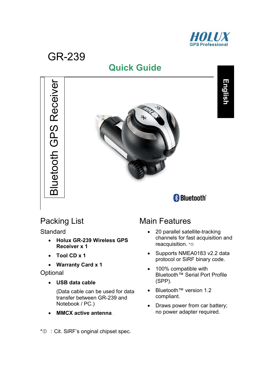 Holux GR-239 User Manual | 4 pages