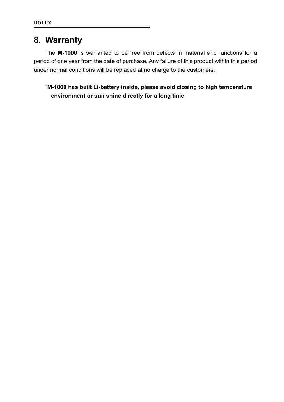Warranty | Holux M-1000 User Manual | Page 17 / 20