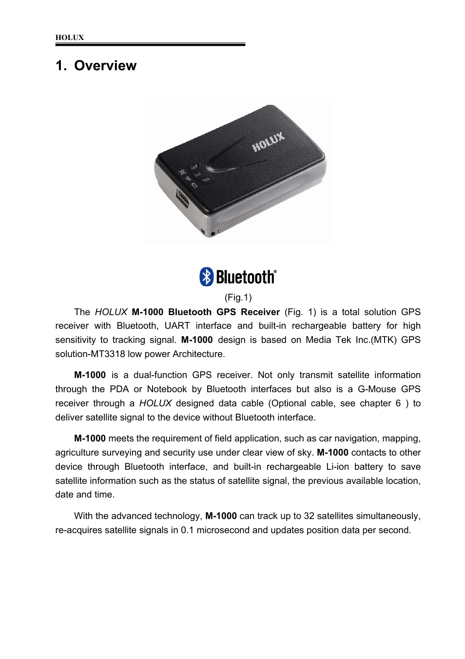 Overview | Holux M-1000 User Manual | Page 4 / 20