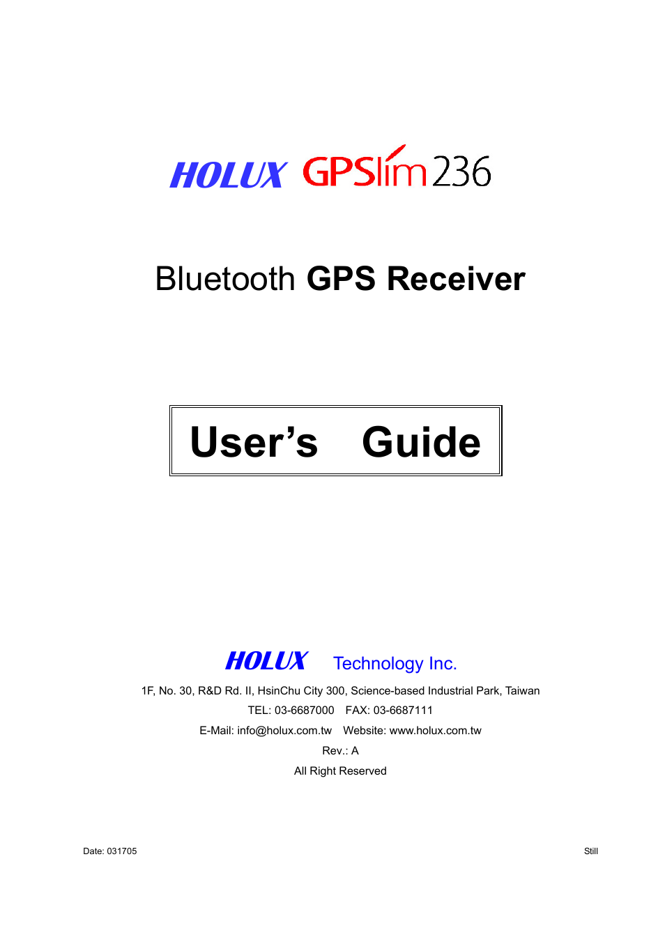 Holux GPSlim236 User Manual | 18 pages