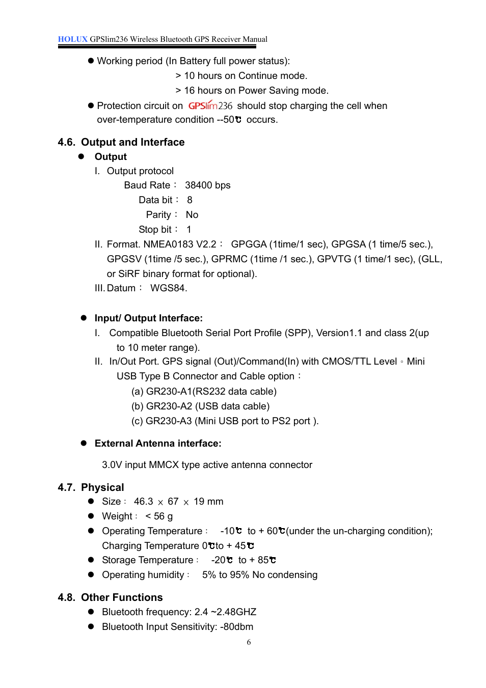 Holux GPSlim236 User Manual | Page 6 / 18