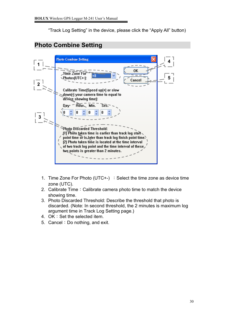 Photo combine setting | Holux M-241 User Manual | Page 30 / 39