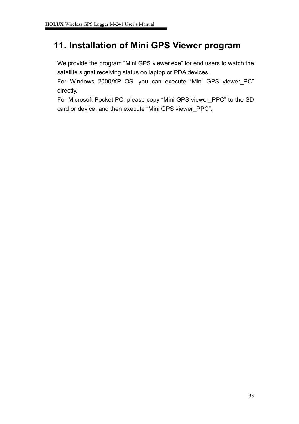 Installation of mini gps viewer program | Holux M-241 User Manual | Page 33 / 39