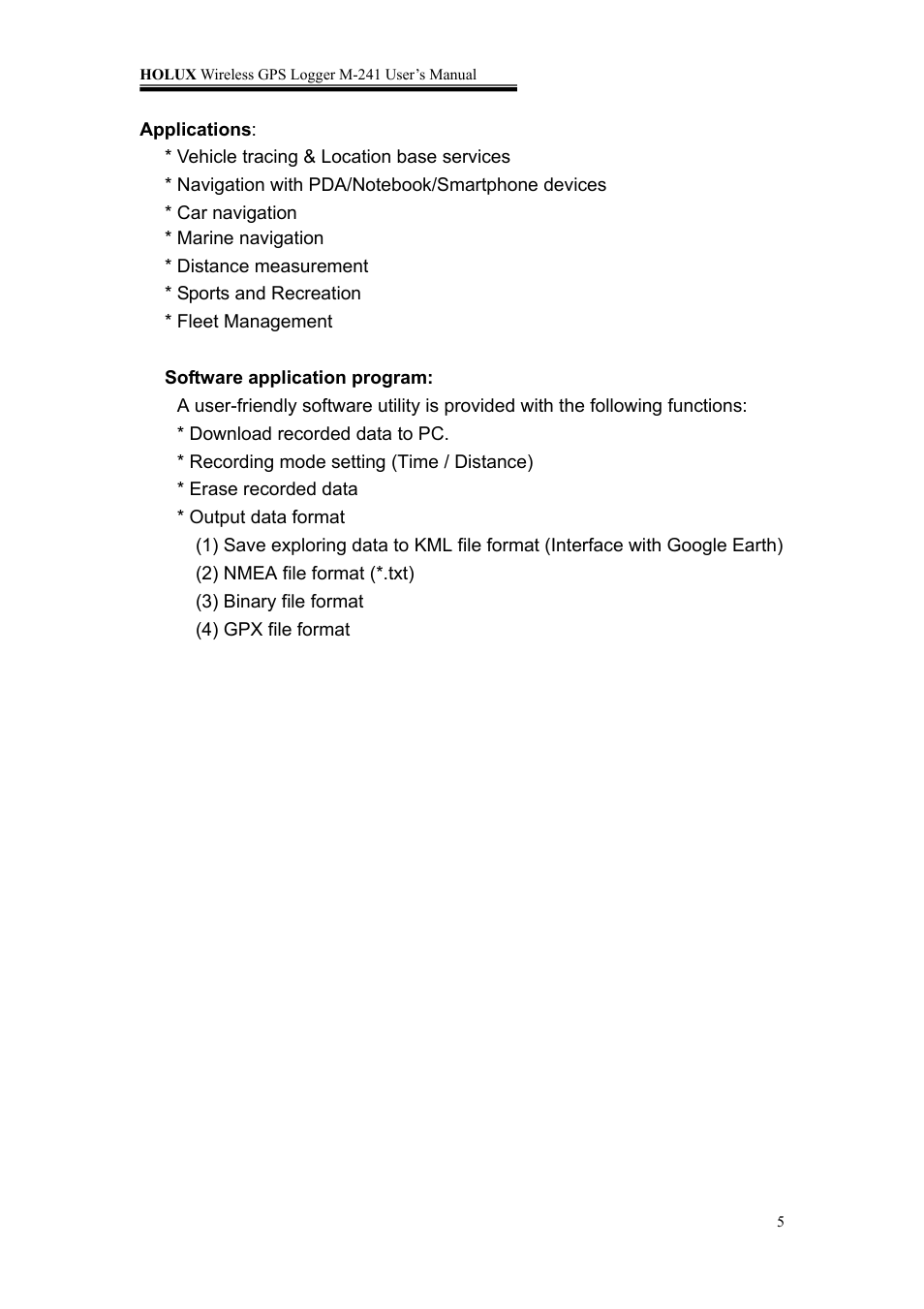 Holux M-241 User Manual | Page 5 / 39