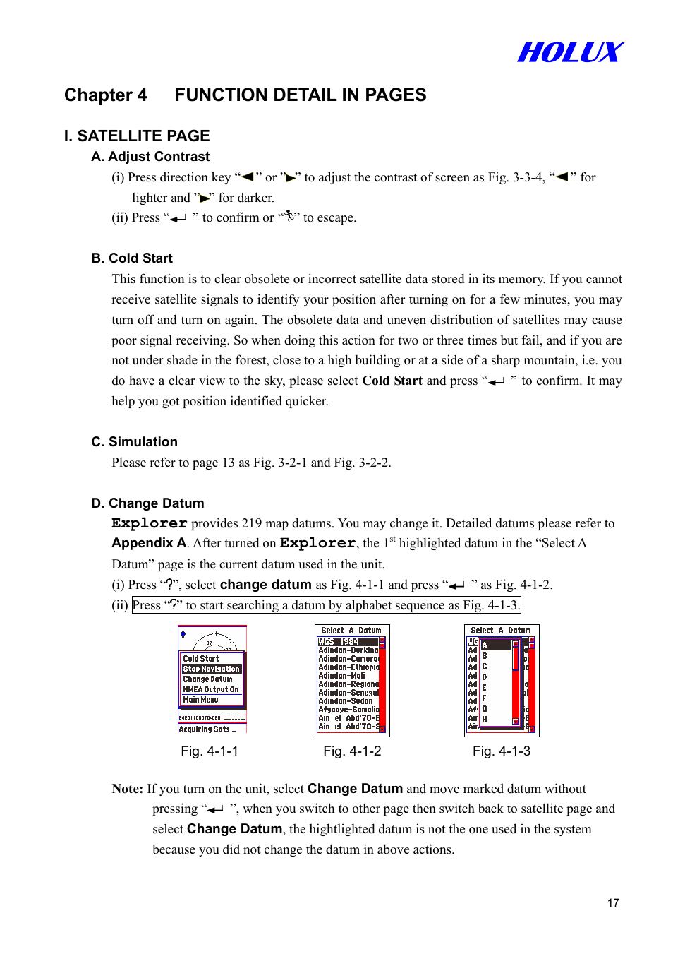 Chapter 4 function detail in pages | Holux GM-305 User Manual | Page 17 / 48