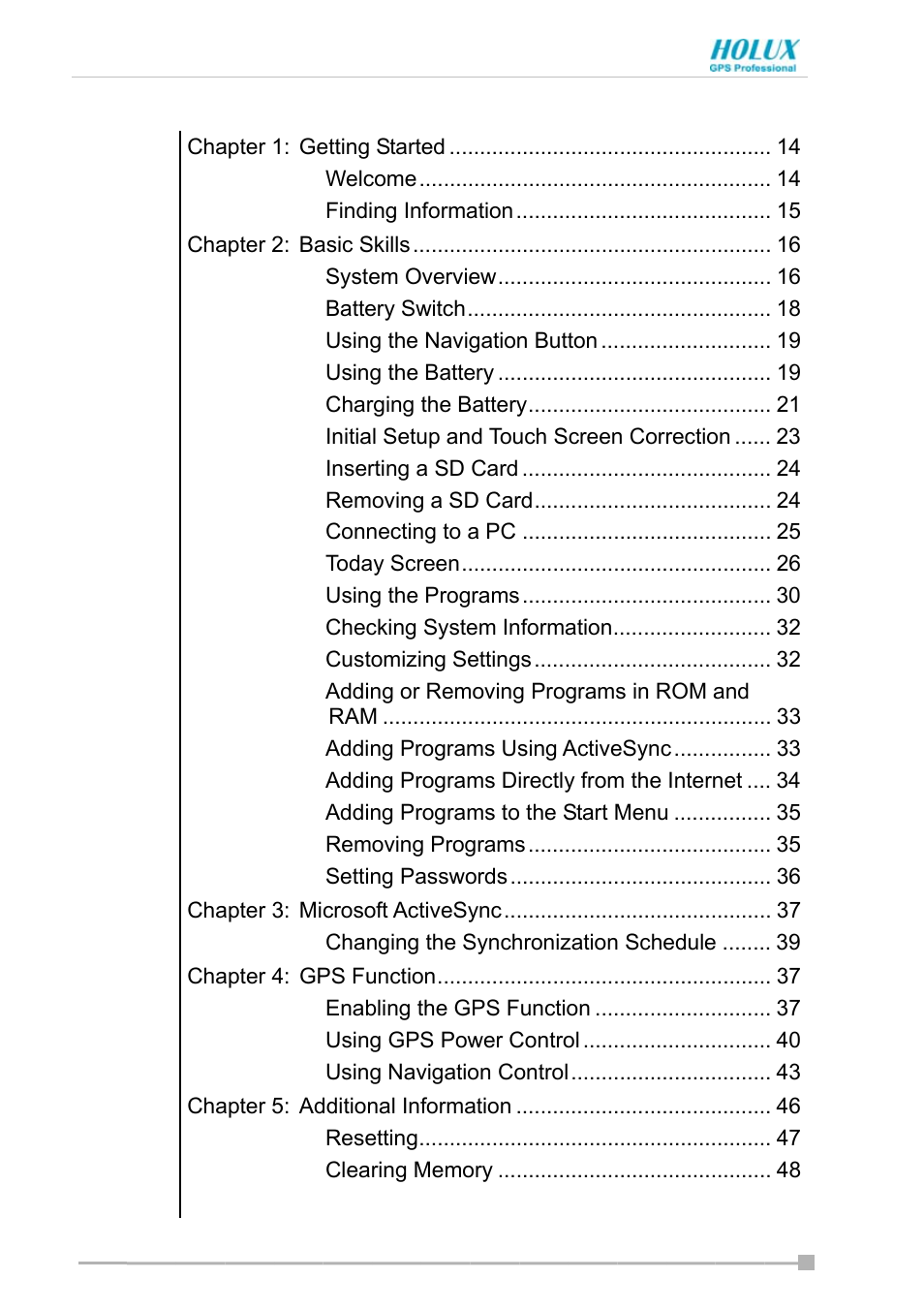 Ta ble of content s | Holux GPSmile Pocket PC User Manual | Page 12 / 50