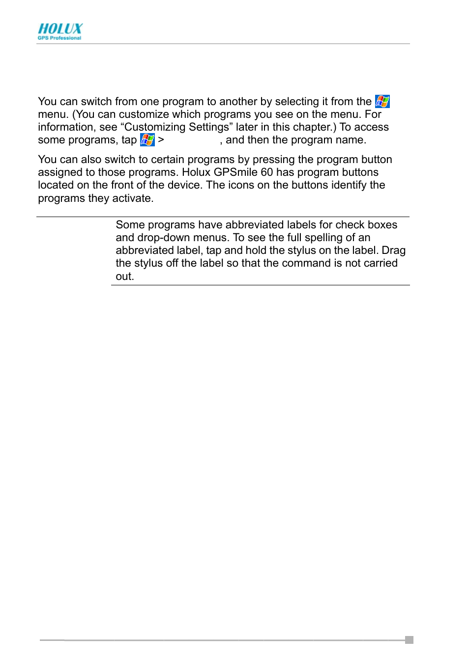 Using the programs | Holux GPSmile Pocket PC User Manual | Page 30 / 50