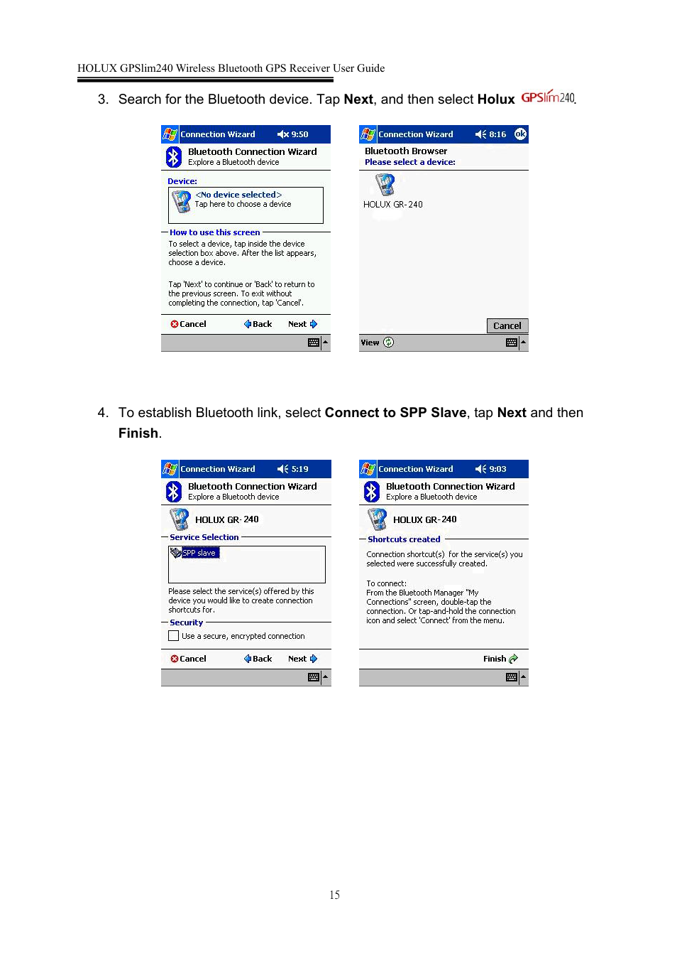 Holux GPSlim 240 User Manual | Page 15 / 25
