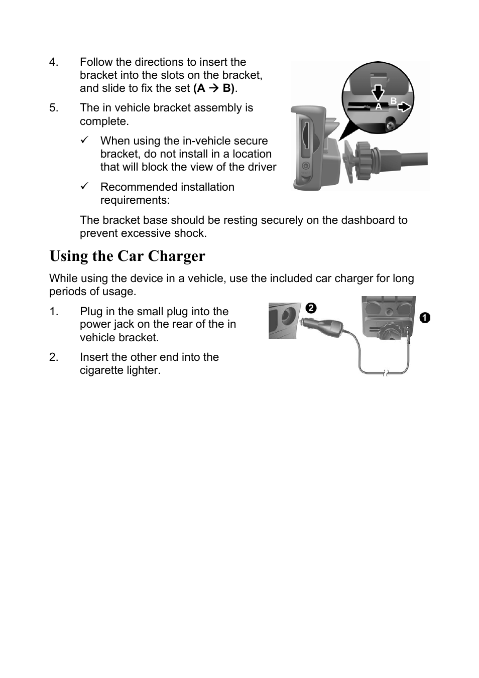 Using the car charger | Holux GPSmile 52 User Manual | Page 6 / 7