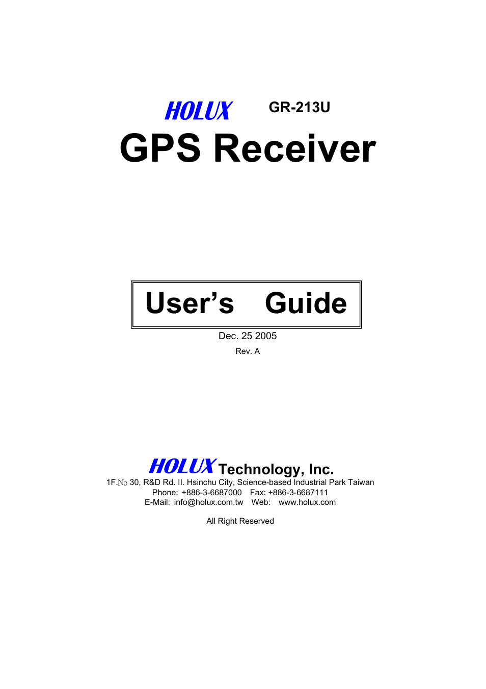 Holux GR-213U User Manual | 10 pages