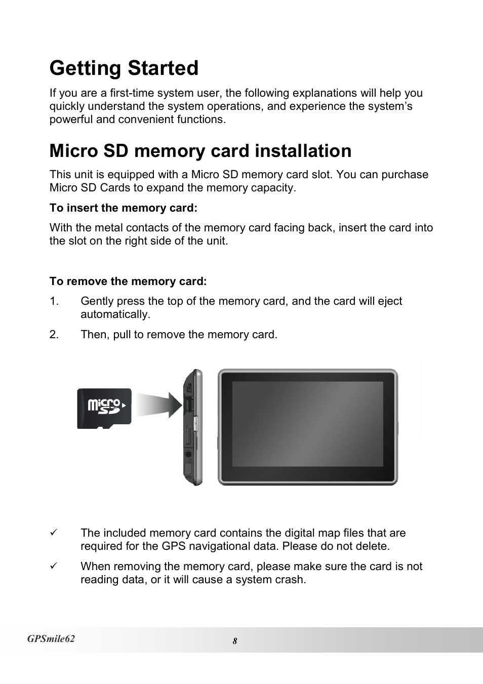 Getting started | Holux NAV SLIM GPSMILE62 User Manual | Page 14 / 53