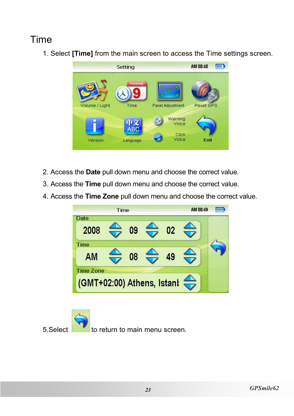 Time | Holux NAV SLIM GPSMILE62 User Manual | Page 29 / 53