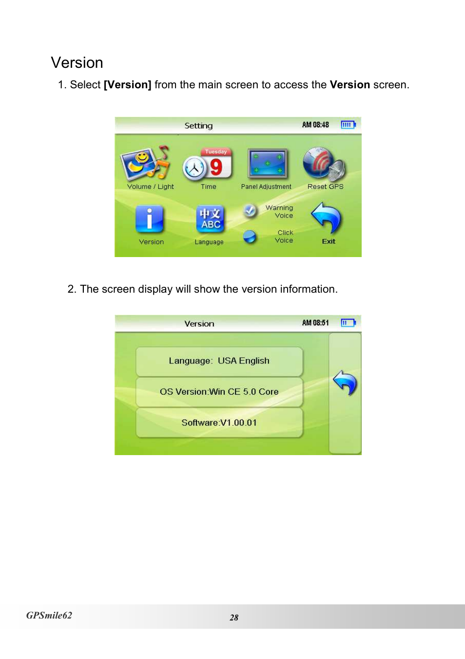 Version | Holux NAV SLIM GPSMILE62 User Manual | Page 34 / 53