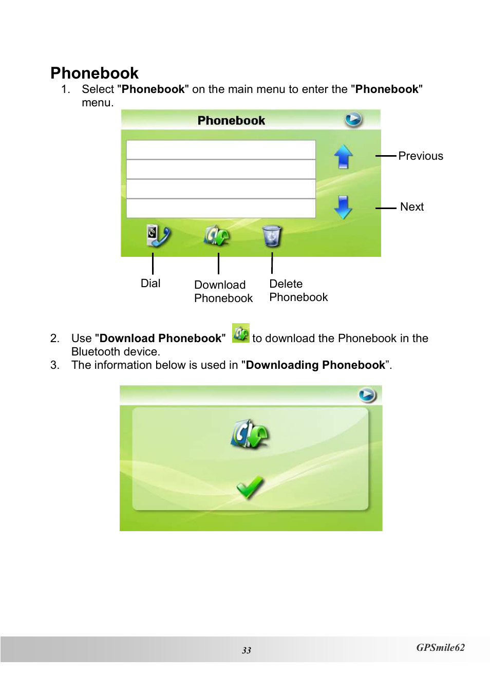 Phonebook | Holux NAV SLIM GPSMILE62 User Manual | Page 39 / 53