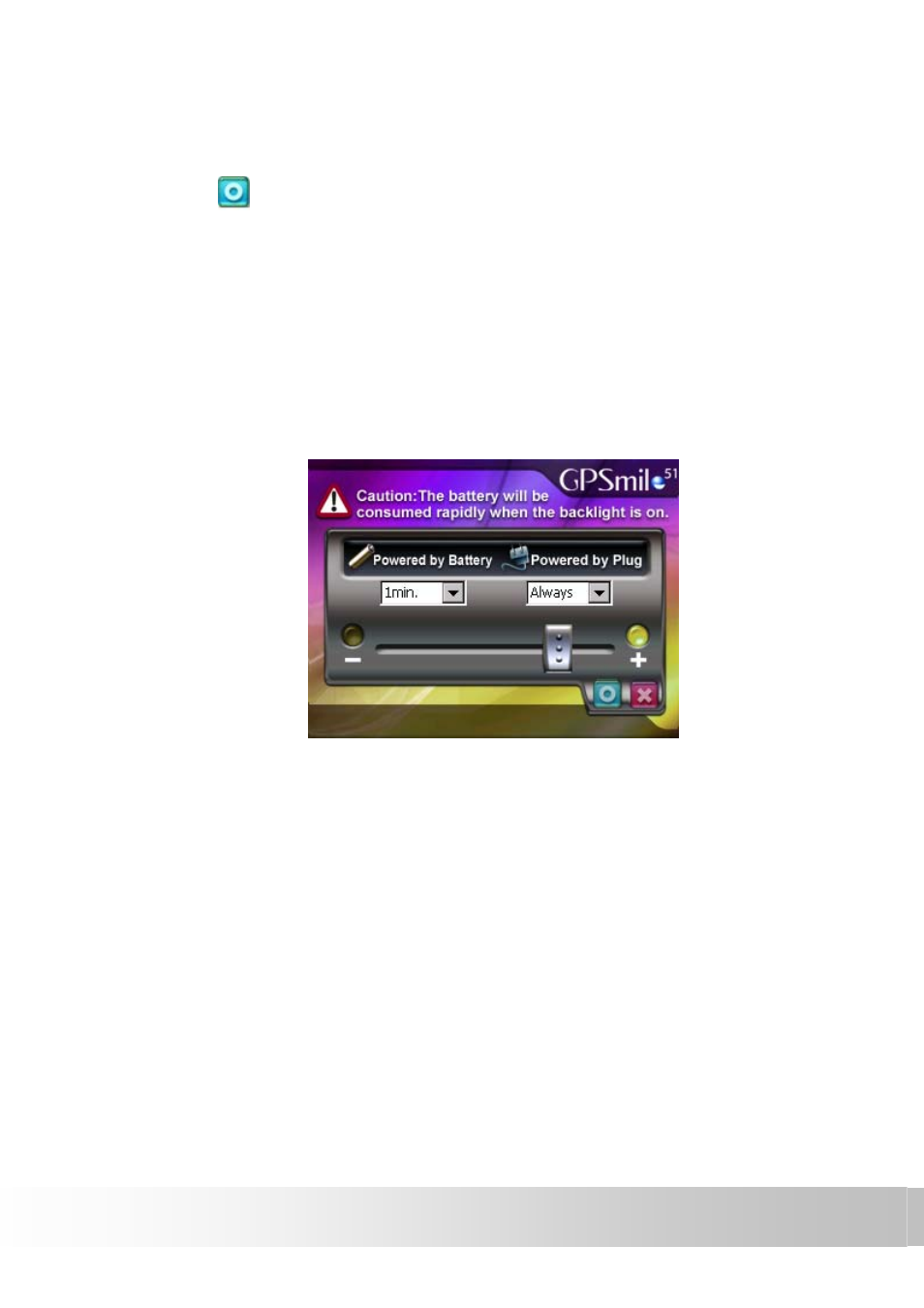 Backlight settings | Holux Portable Automobile Navigation System User Manual | Page 30 / 42