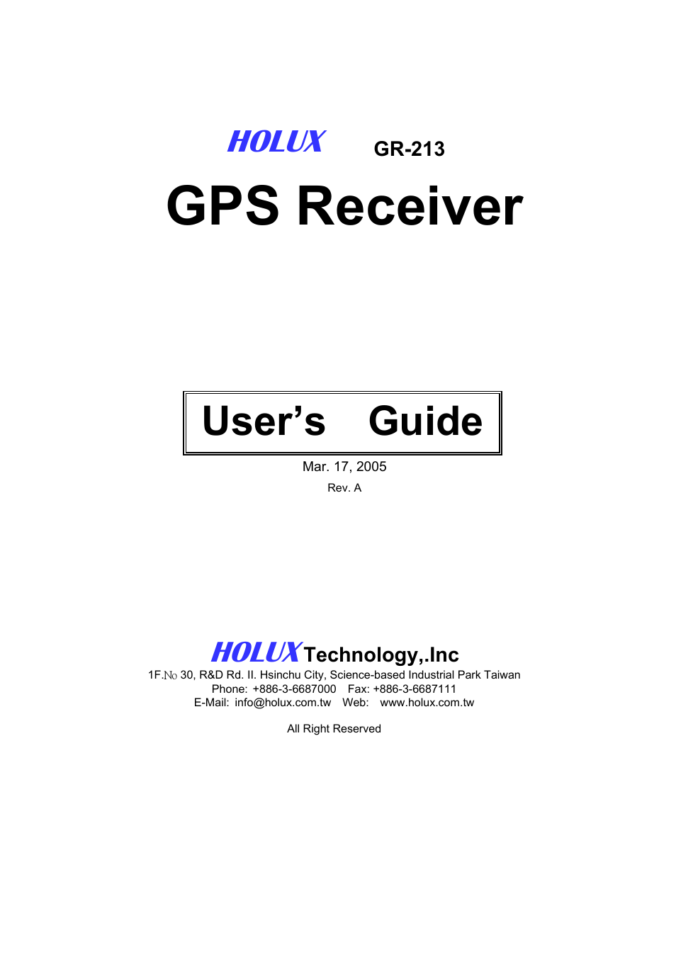 Holux GR-213 User Manual | 14 pages