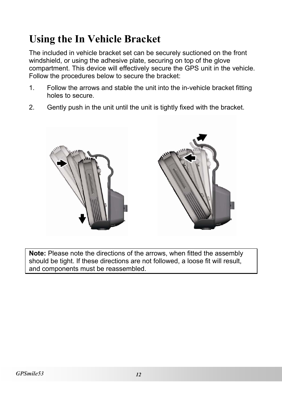Using the in vehicle bracket | Holux GPSmile53 User Manual | Page 20 / 43