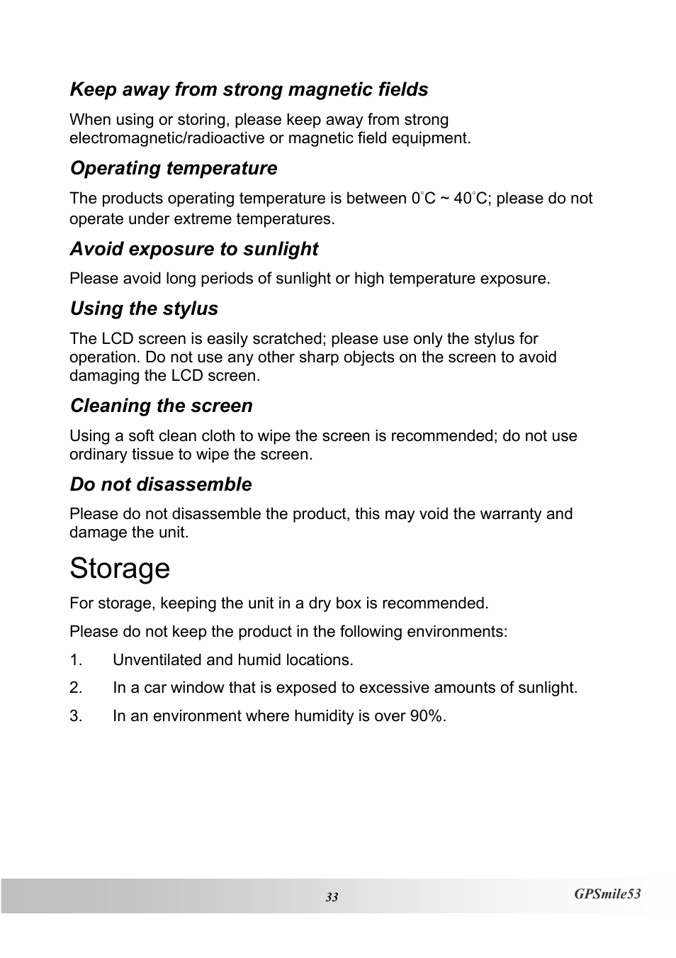 Storage | Holux GPSmile53 User Manual | Page 41 / 43