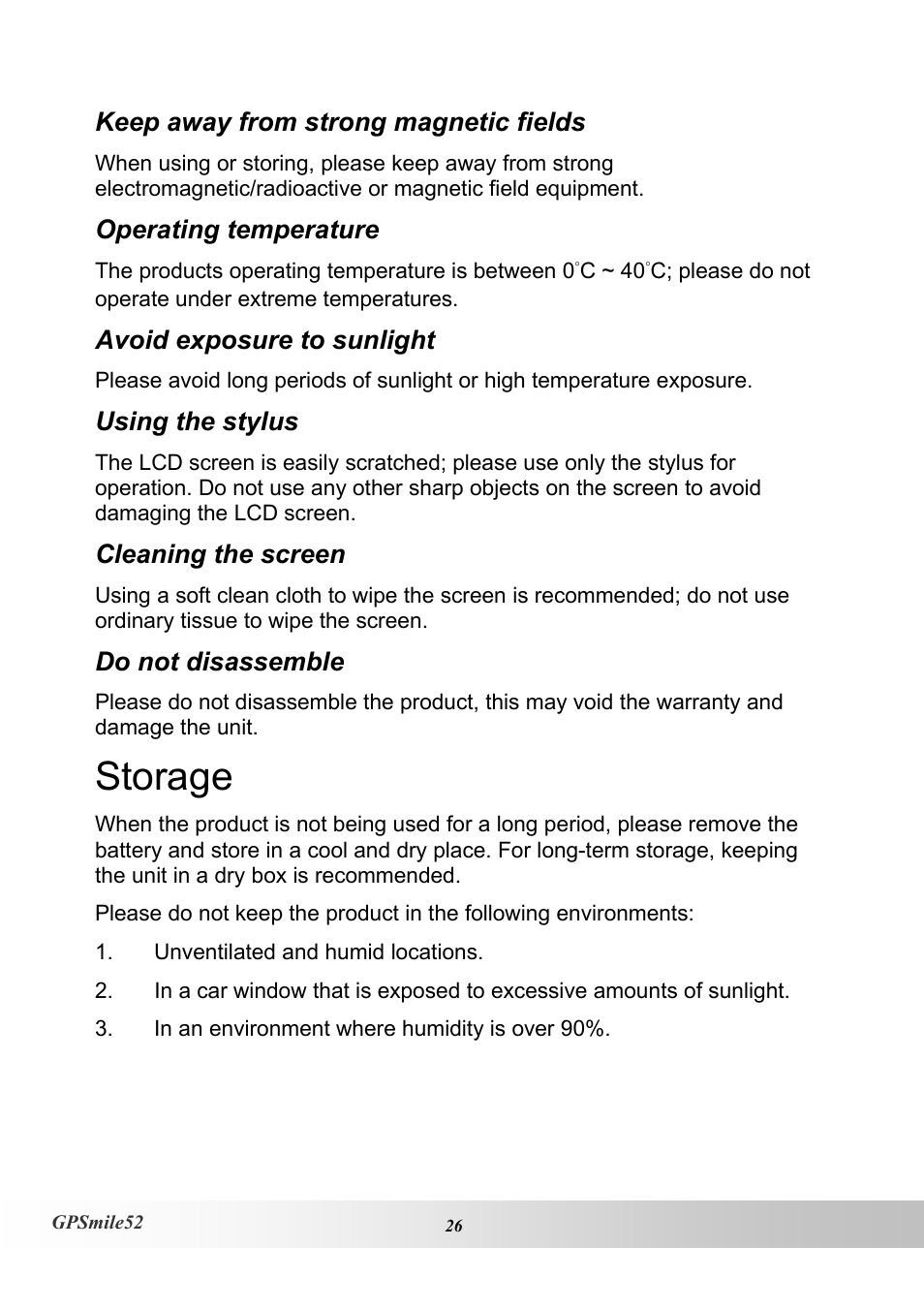 Storage | Holux V1.02 User Manual | Page 36 / 38