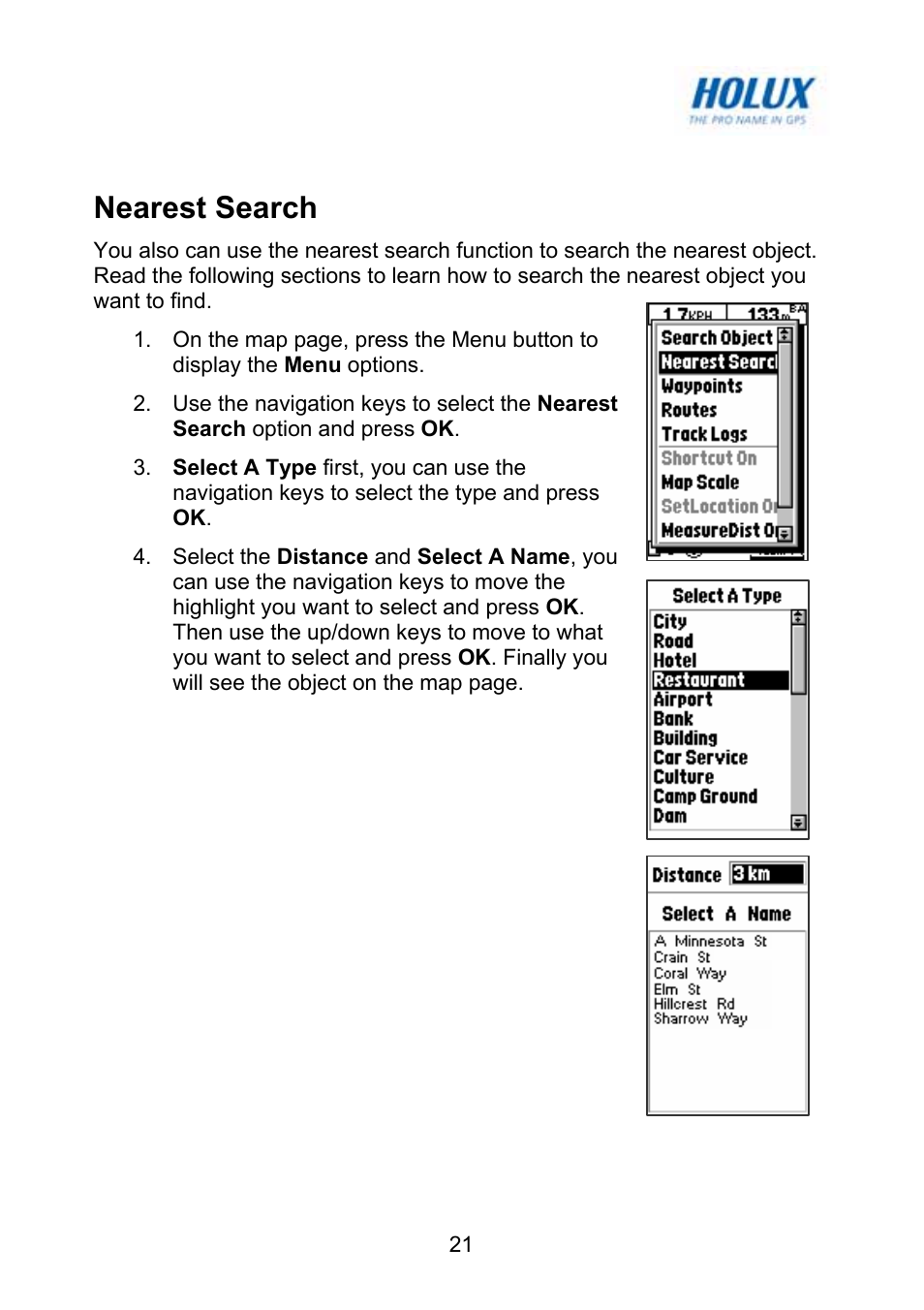 Nearest search | Holux GM-120 User Manual | Page 28 / 78