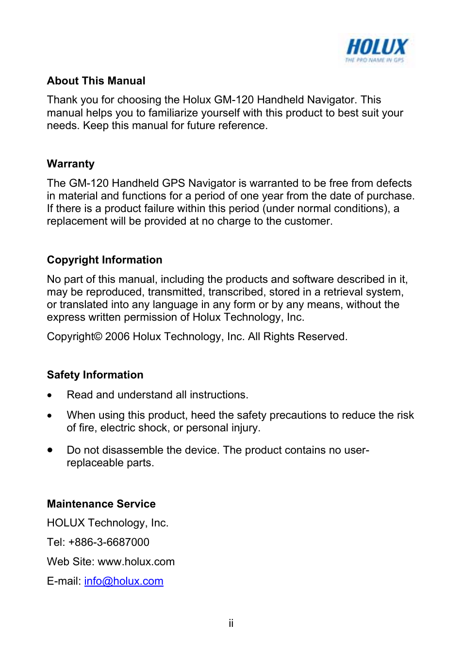 Holux GM-120 User Manual | Page 3 / 78