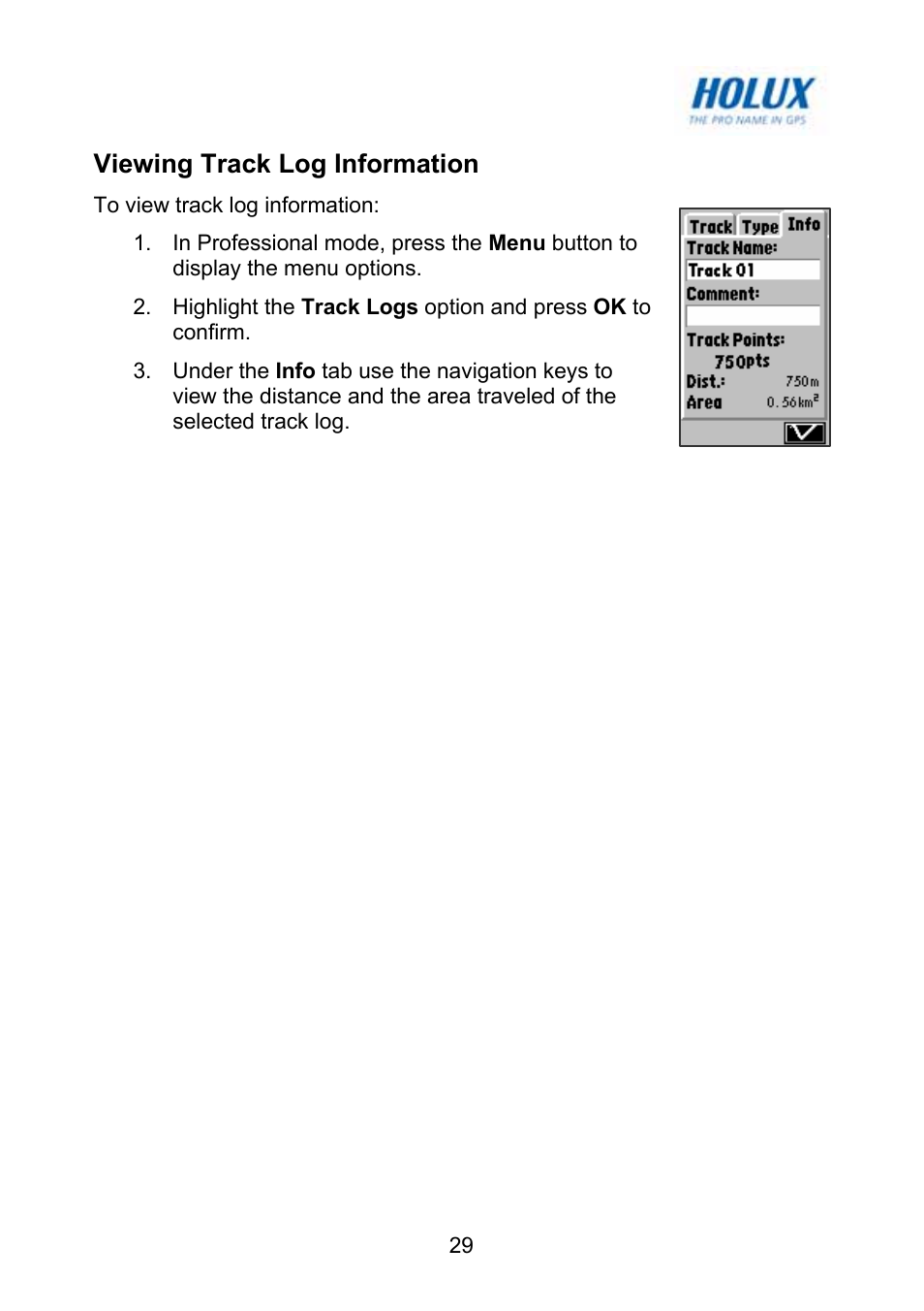 Viewing track log information | Holux GM-120 User Manual | Page 36 / 78