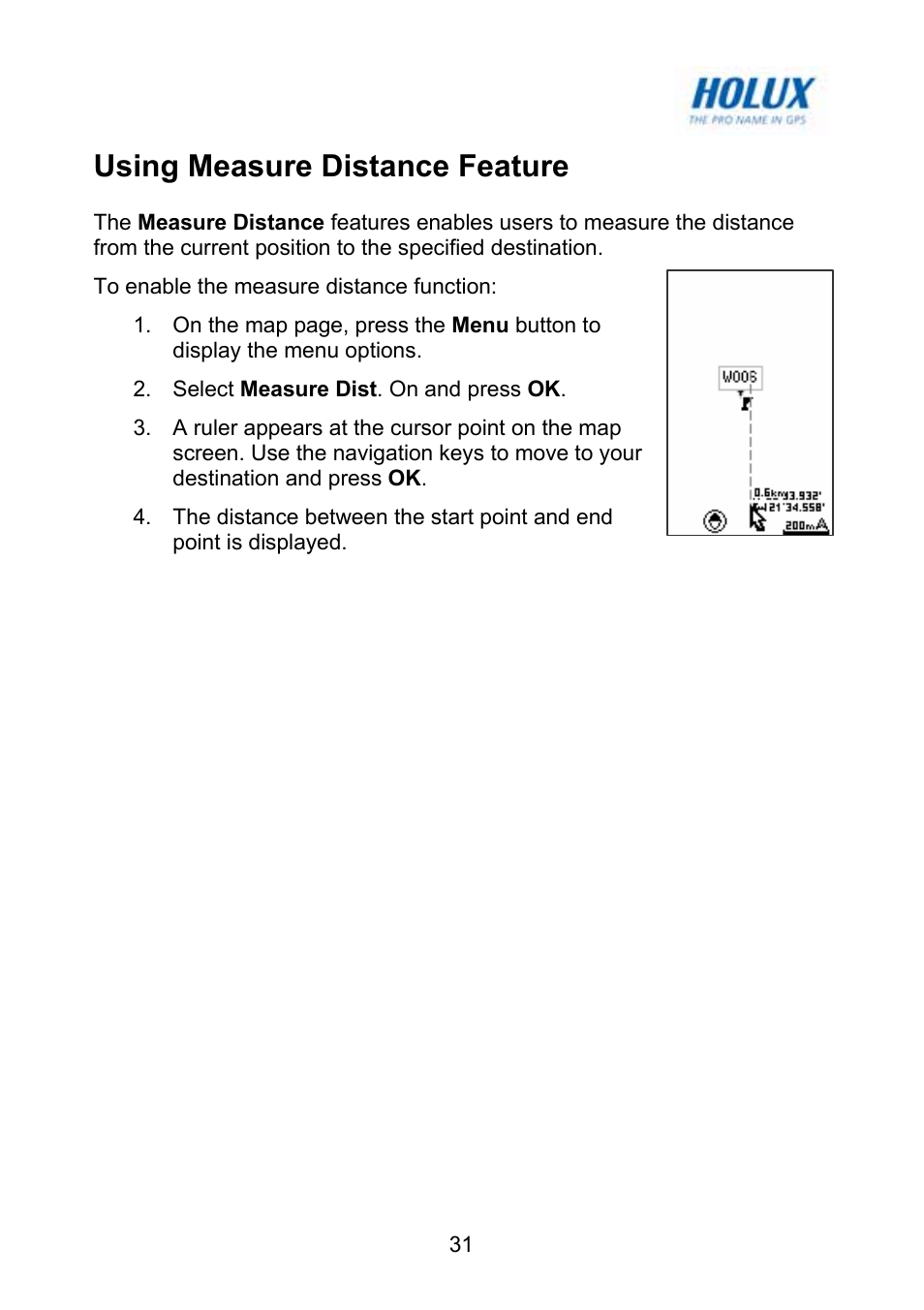 Using measure distance feature | Holux GM-120 User Manual | Page 38 / 78
