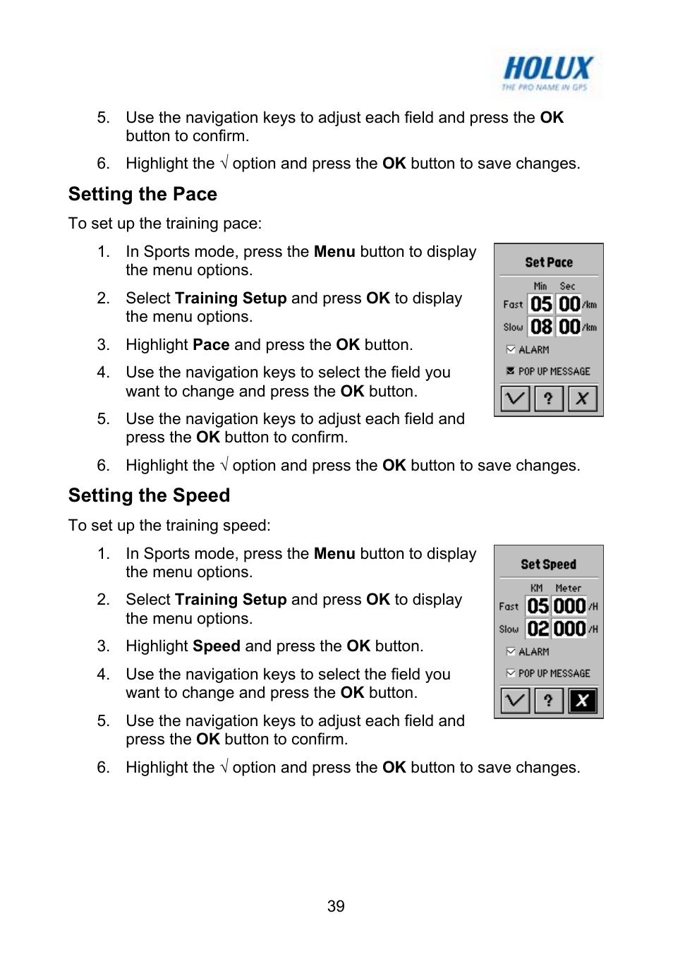 Setting the pace, Setting the speed | Holux GM-120 User Manual | Page 46 / 78