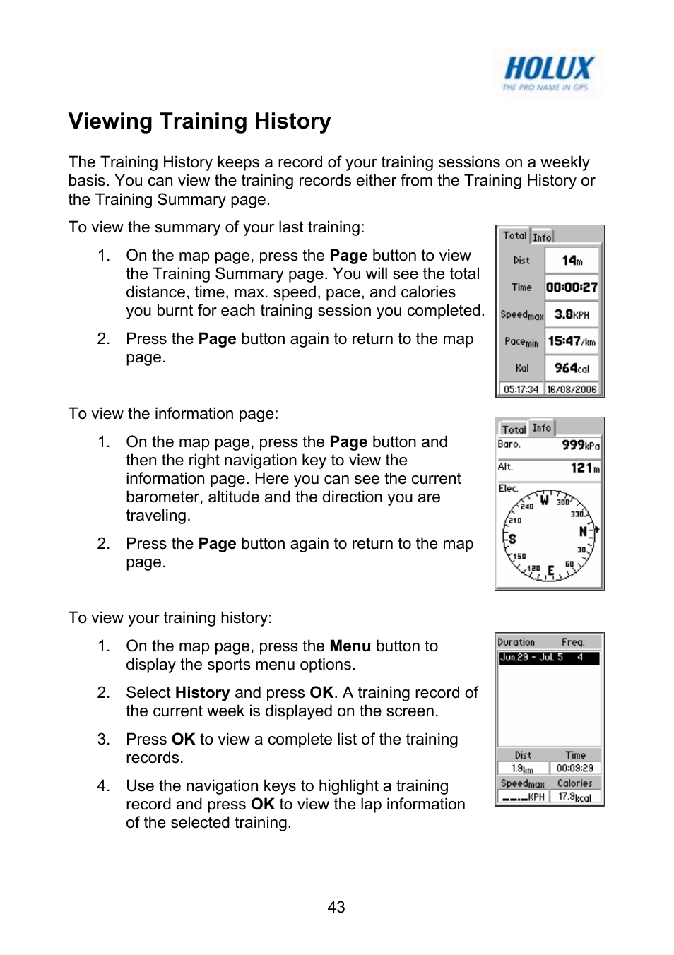 Viewing training history | Holux GM-120 User Manual | Page 50 / 78