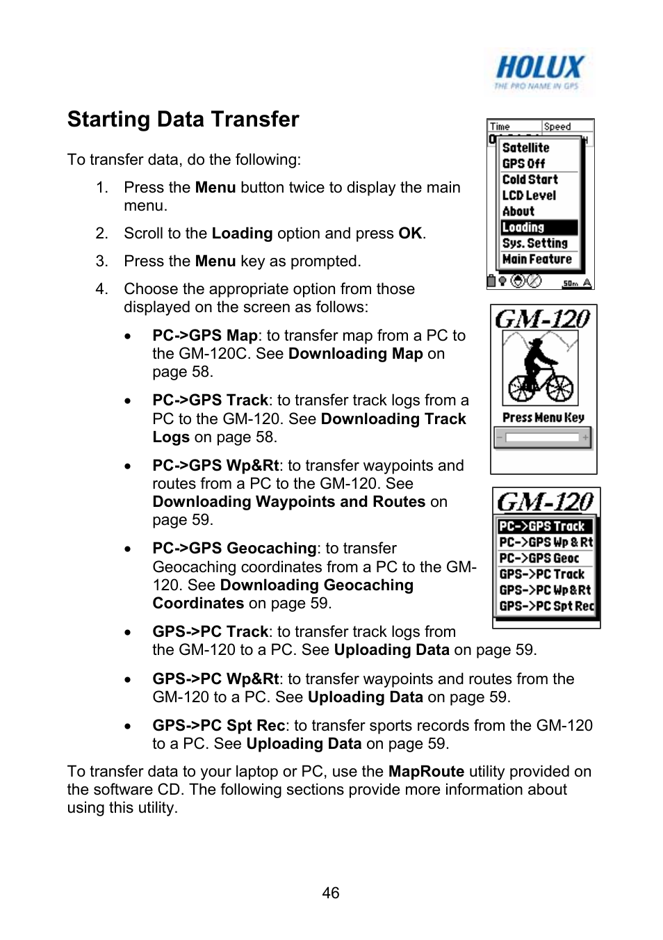 Starting data transfer | Holux GM-120 User Manual | Page 53 / 78
