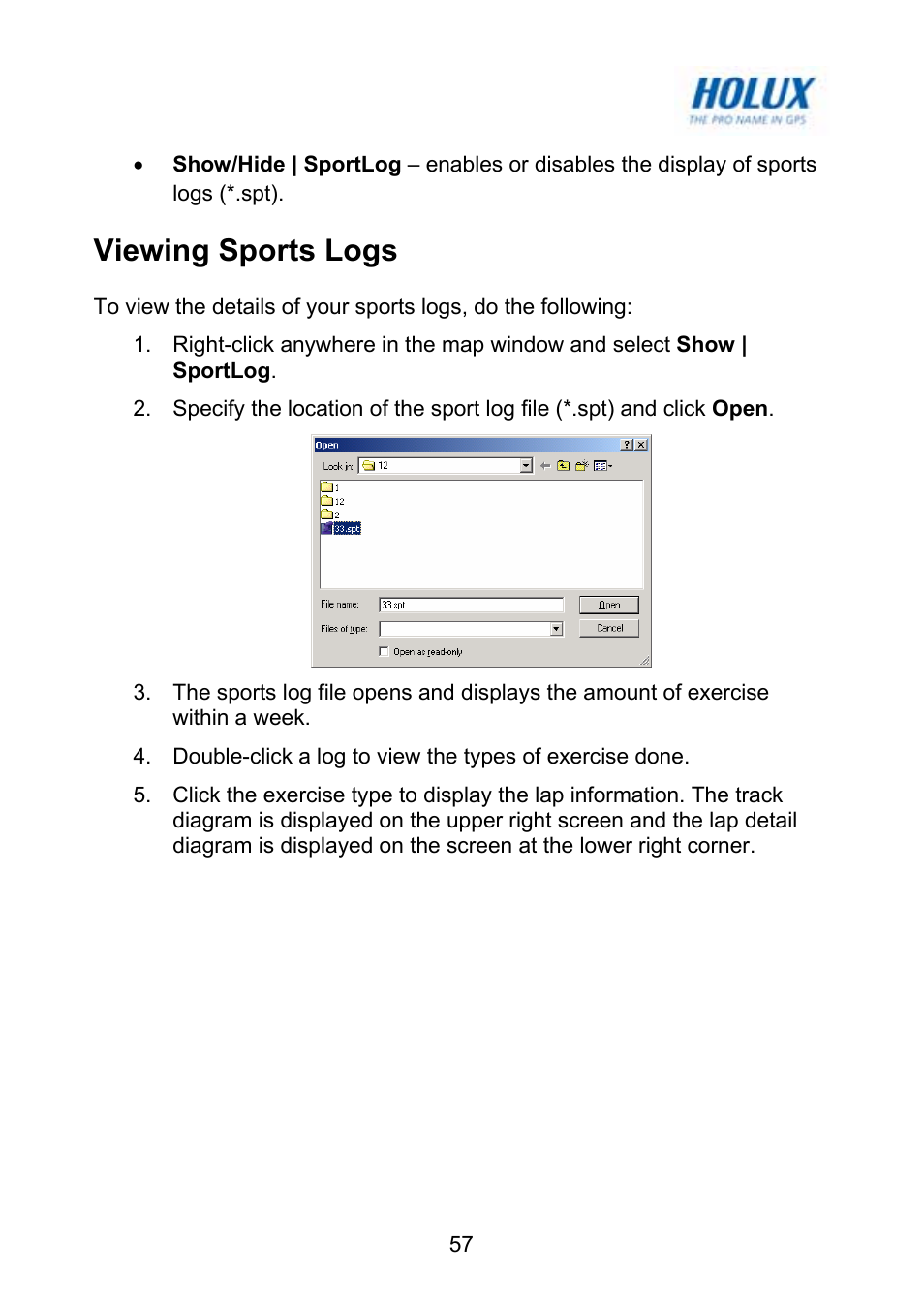 Viewing sports logs | Holux GM-120 User Manual | Page 64 / 78