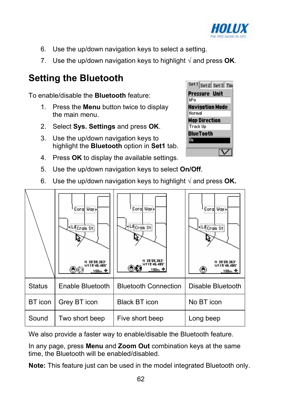 Setting the bluetooth | Holux GM-120 User Manual | Page 69 / 78