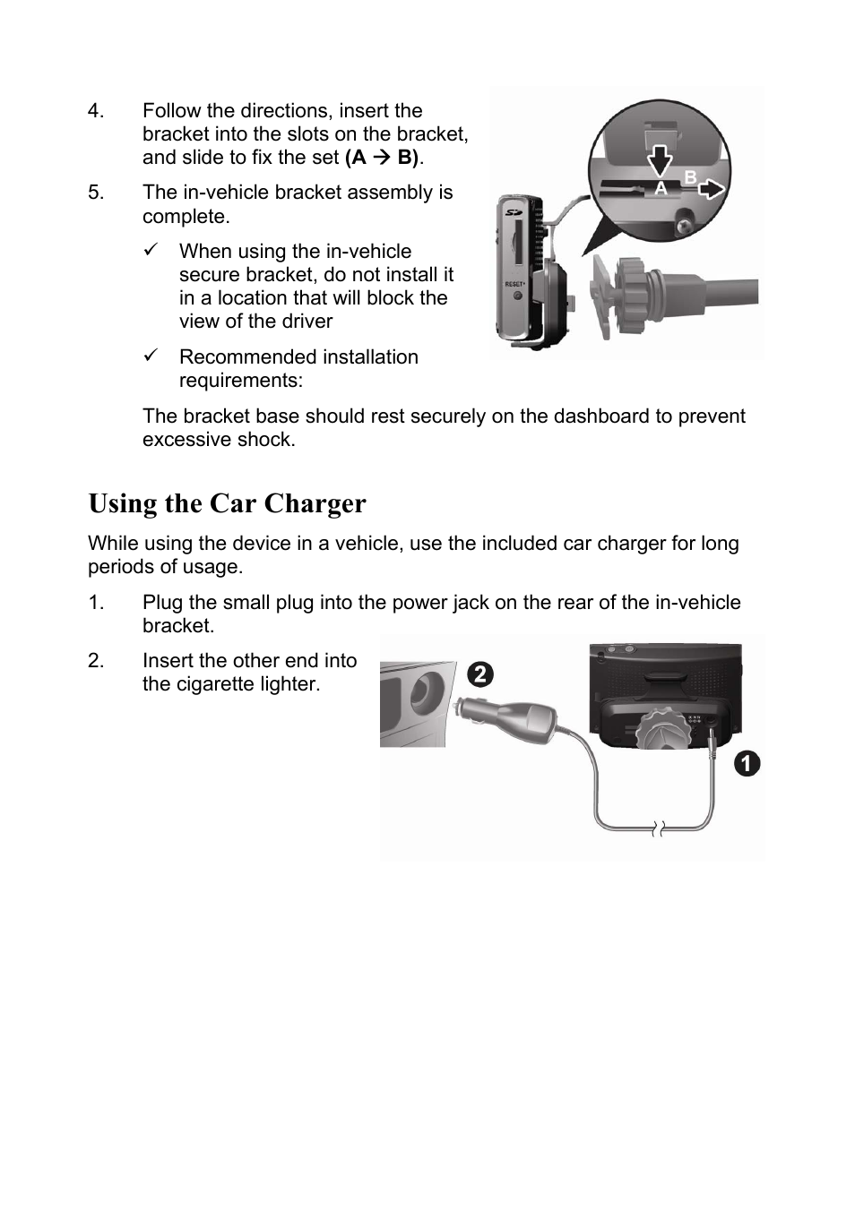 Using the car charger | Holux GPSmile 55 User Manual | Page 6 / 7