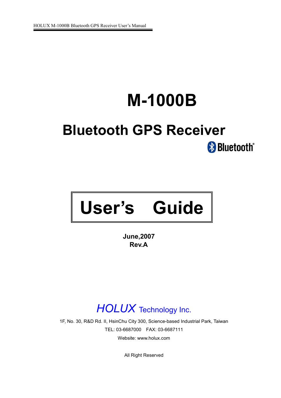 Holux M-1000B User Manual | 18 pages