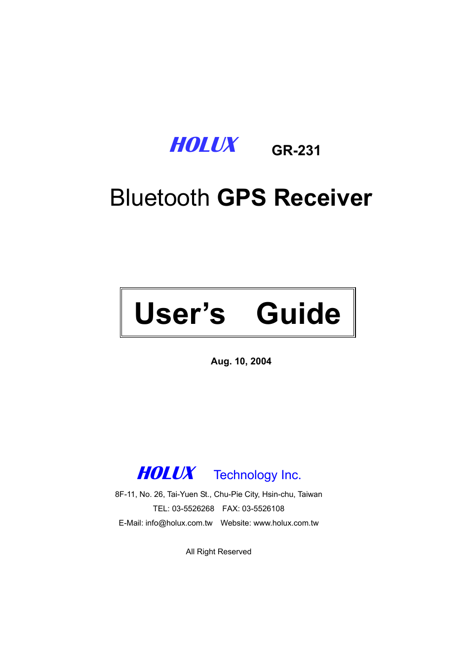 Holux GR-231 User Manual | 18 pages