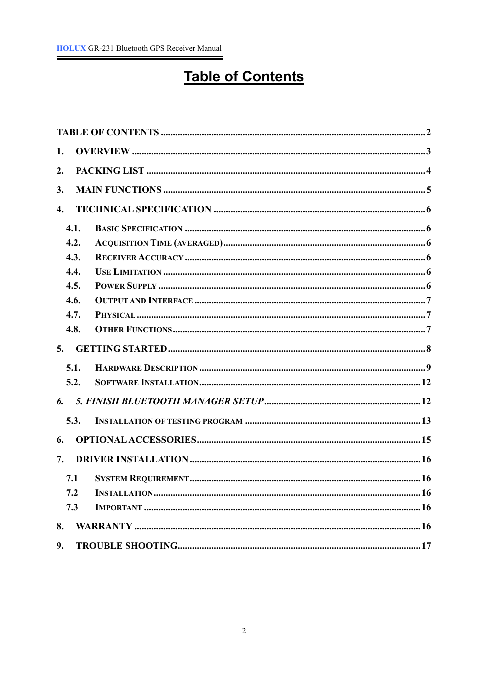 Holux GR-231 User Manual | Page 2 / 18