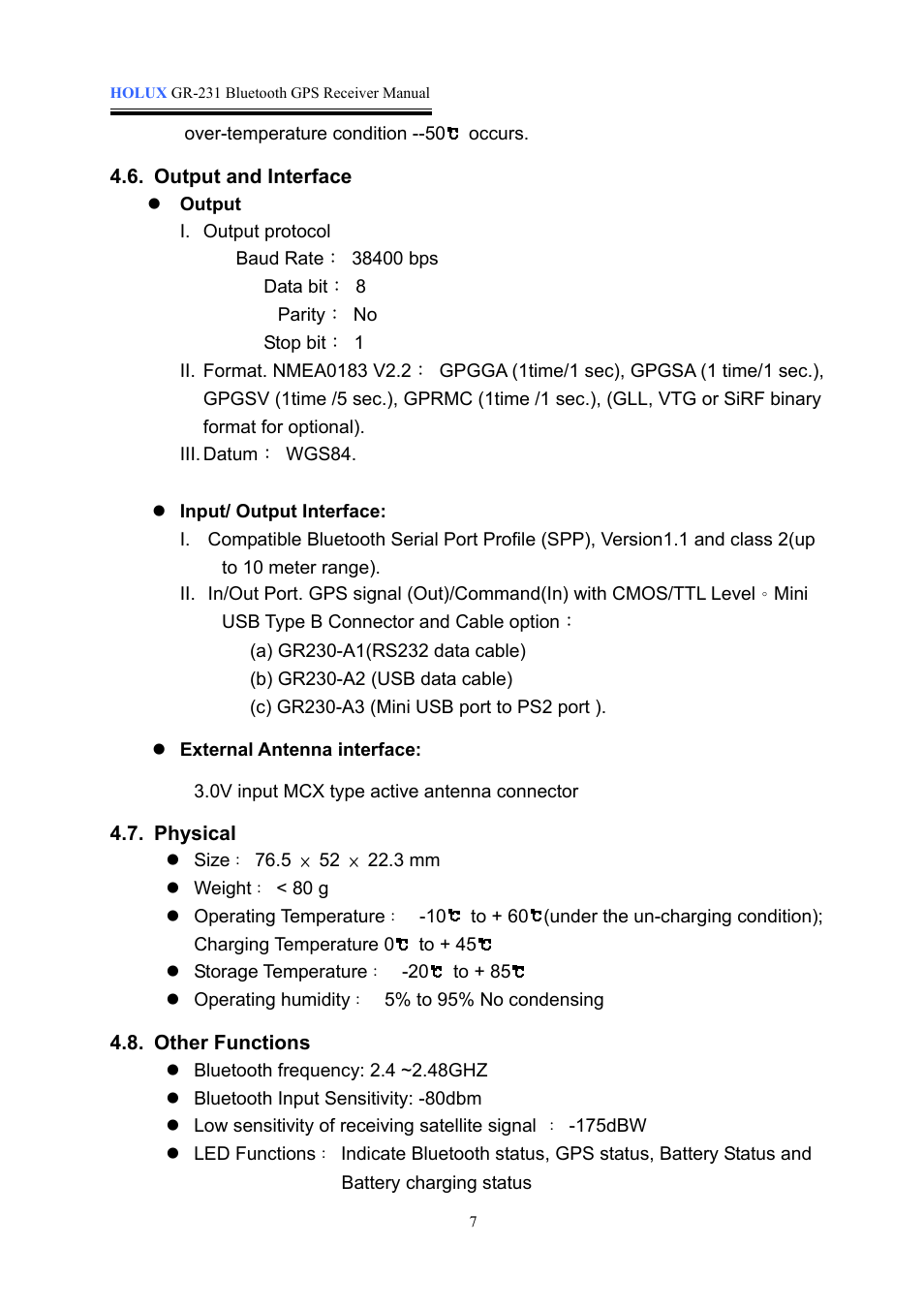 Holux GR-231 User Manual | Page 7 / 18