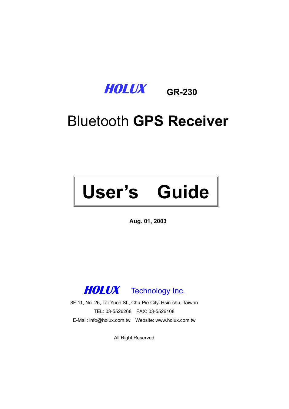 Holux GR-230 User Manual | 18 pages