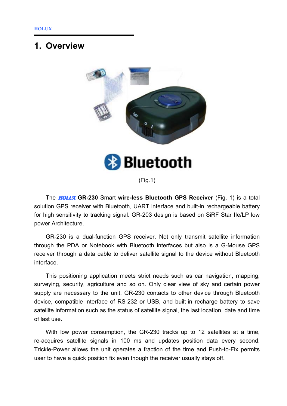 Overview | Holux GR-230 User Manual | Page 3 / 18