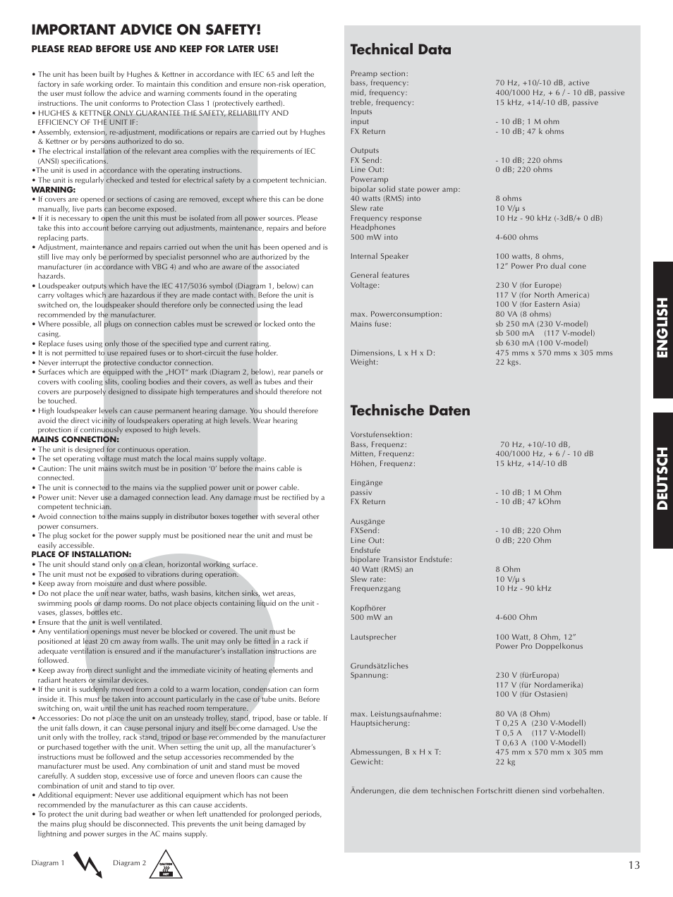 Hughes & Kettner 140 WATT BASSAMPLIFIER Bass Kick 101 User Manual | Page 13 / 16