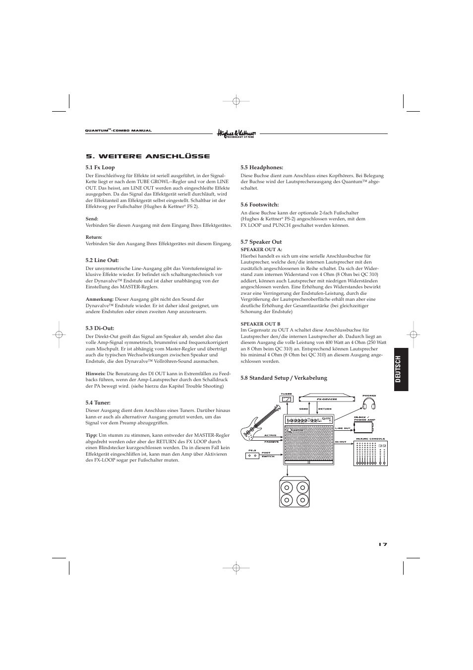 Weitere anschlüsse | Hughes & Kettner Quantaum Combos QC 412 User Manual | Page 17 / 48