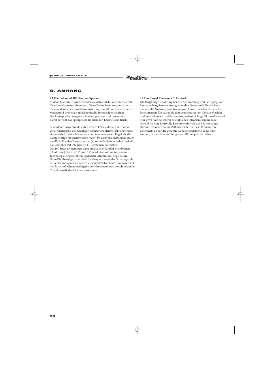 Anhang | Hughes & Kettner Quantaum Combos QC 412 User Manual | Page 20 / 48