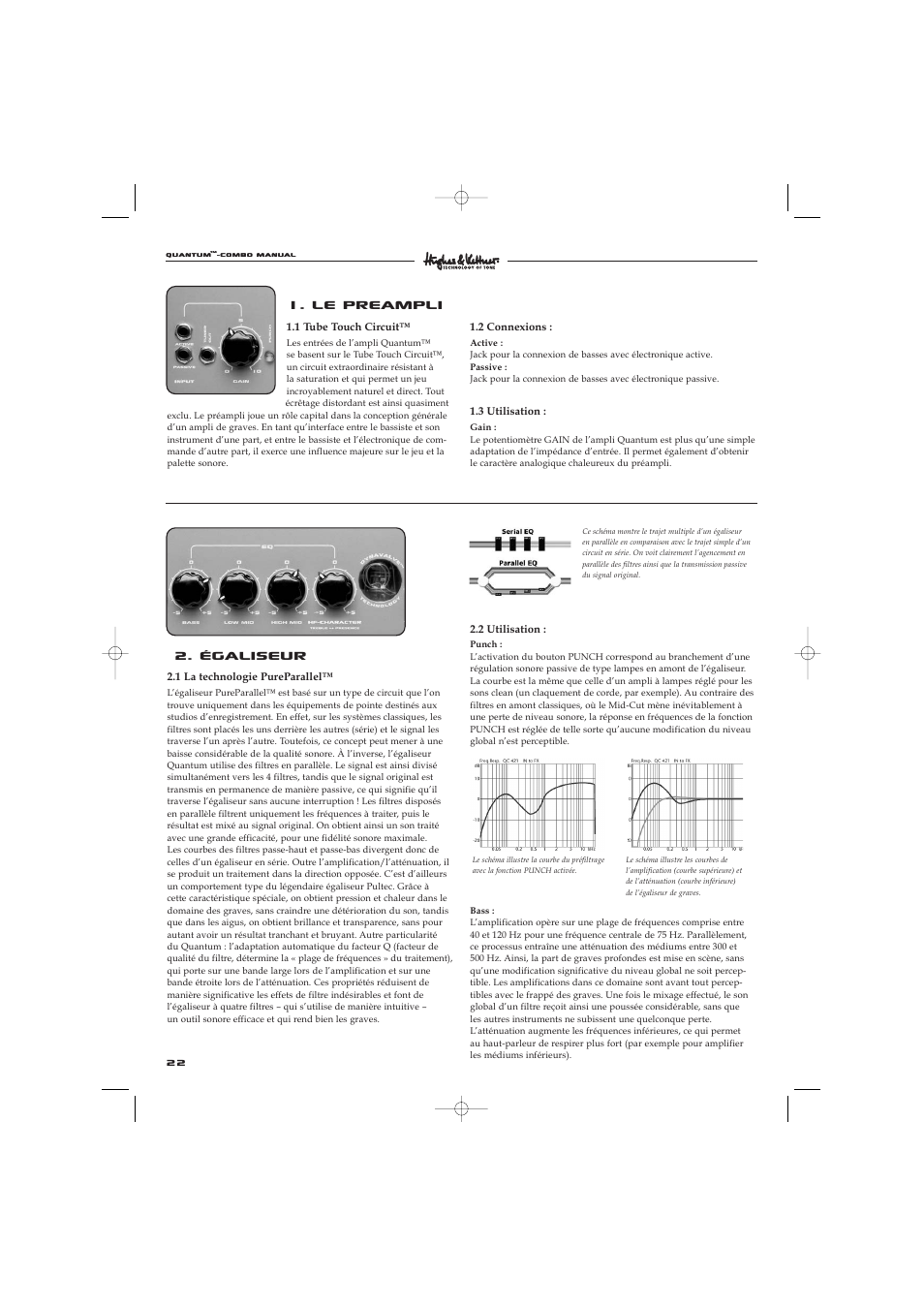 Le preampli, Égaliseur | Hughes & Kettner Quantaum Combos QC 412 User Manual | Page 22 / 48