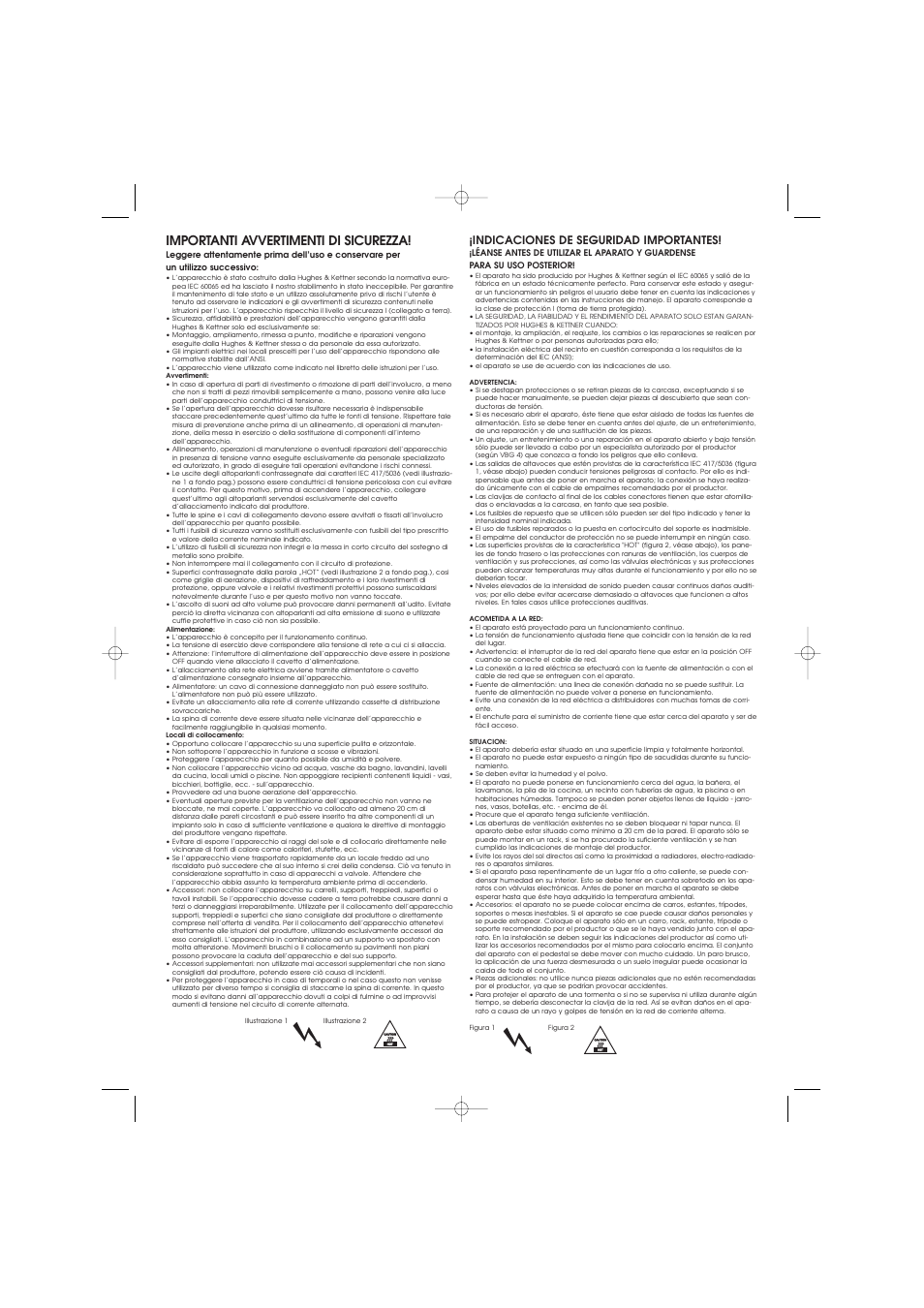 Importanti avvertimenti di sicurezza, Indicaciones de seguridad importantes | Hughes & Kettner Quantaum Combos QC 412 User Manual | Page 4 / 48