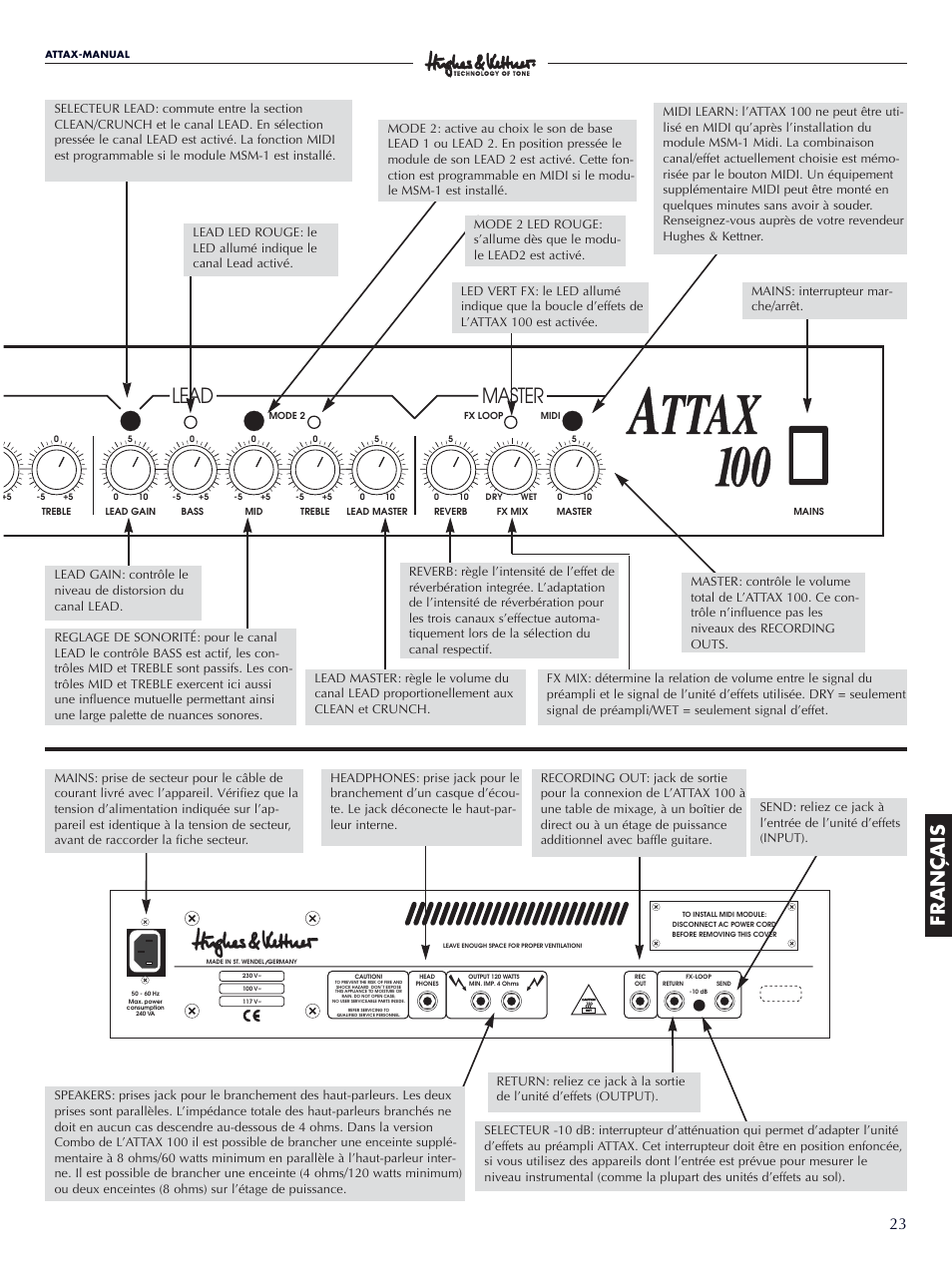 Lead, Master, Français | Hughes & Kettner ATTAX 100 User Manual | Page 23 / 48